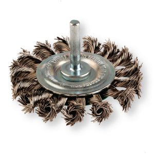 BROSSE ROTATIVE CIRCULAIRE TORSADE ACIER DIAM 75 SUR TIGE 6MM